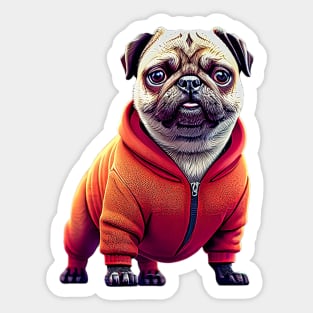 Cute Pug in Gangsta Prisoner Costume - Adorable Dog in Hip Hop Jail Outfit Sticker